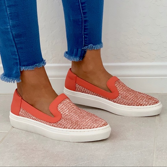 NIB Coral Woven Textile Slip On Sneakers - Picture 6 of 7
